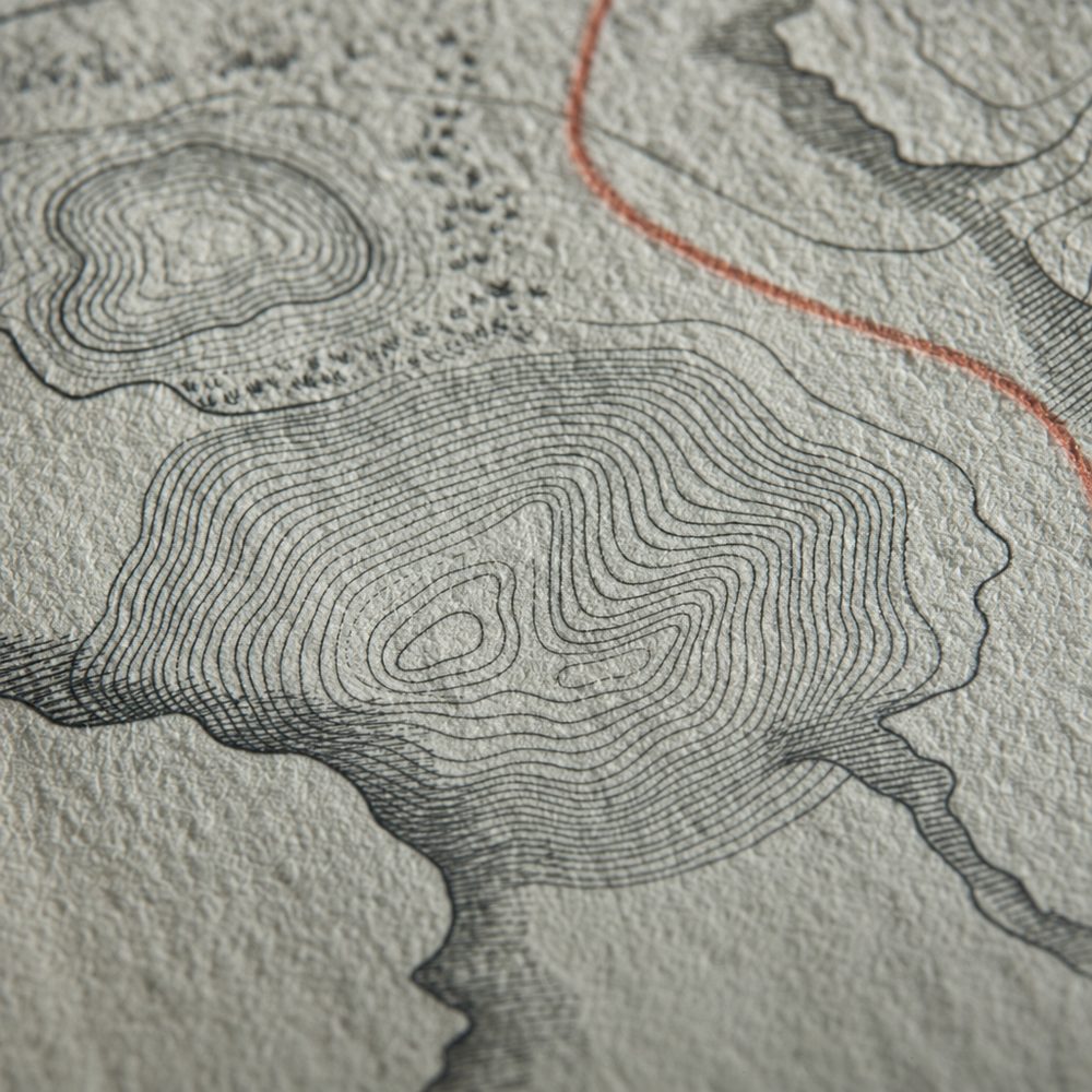 Depth soundings on an engraved survey chart.